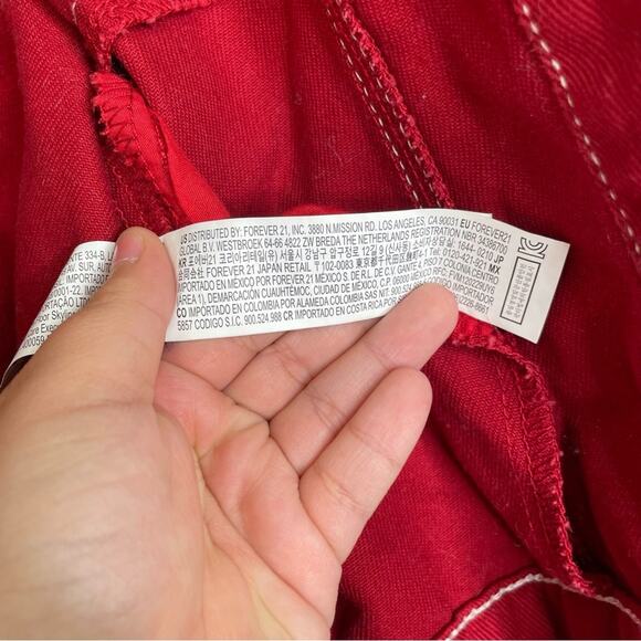 Madeline & Monroe red denim white contrast stitch jacket Small 80s - Picture 9 of 12